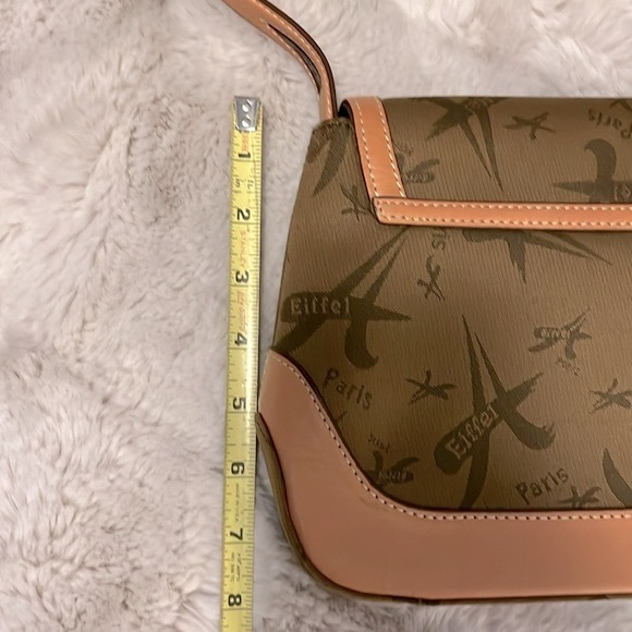 La Tour Eiffel Paris Two Tone Leather Shoulder Bag Purse - Picture 10 of 11